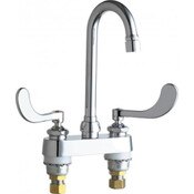 Deck-Mounted Manual Sink Faucet With 4" Centers, Polished Chrome, Pressure Compensating Econo-Flo O