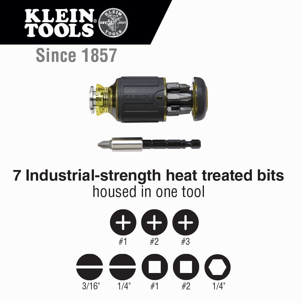 8-in-1 Adjustable stubby driver, Klein Tools