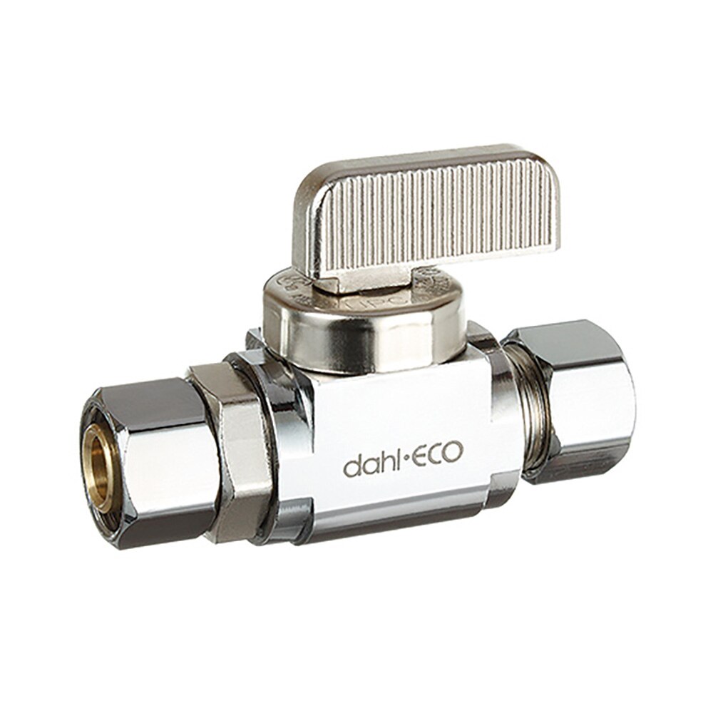 Straight Retrofit Supply Stop Valve, 3/8 OD Female Comp X 3/8 OD Comp, Chrome Plated, Lead-Free Brass, Dahl 