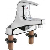 Deck Mount Faucet with 4 Inch Centers, Laminar Spray 0.5 GPM, 4 1/4 Inch Lever Handle, Ceramic Cartridges with Volume Control and Hot Water Limit Stop, Polished Chrome