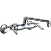 Wall-mounted manual sink faucet with adjustable centers 6" S-type swing spout (S6LEOJKAB) Pressure