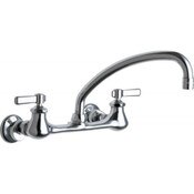 Wall-mounted manual sink faucet with adjustable centers 9-1/2" L-type swing spout (L9LEOJKAB) Press