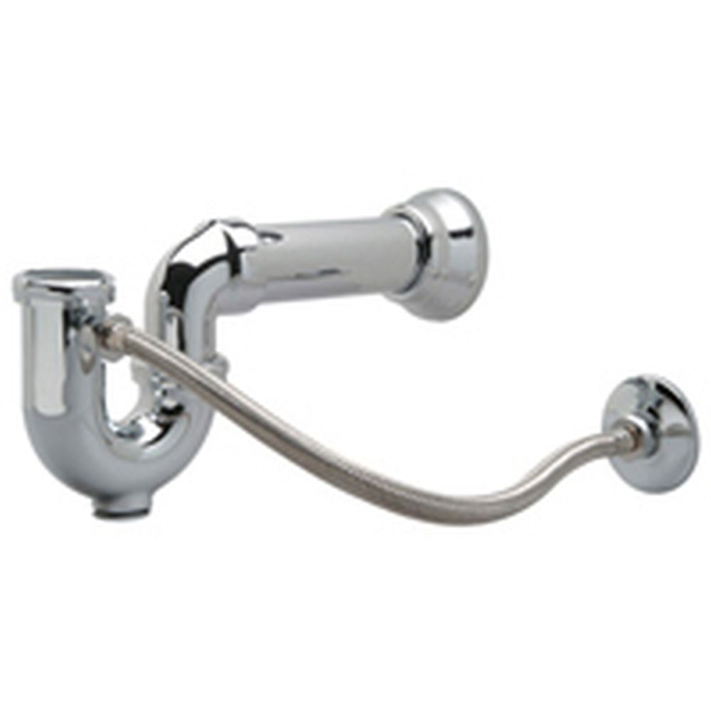 P-Trap primer water saver with braided primer hose, ground joint elbow with 1-1/2" NPT outlet, 1-1/2" slip nuts and washers. Zurn