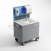 Mobile Hand Washing Station with SF-2250 Sensor-operated Faucet and Corian Sink Deck with Vitreous China Under Mount Bow