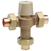 3/4 Inch Lead Free Thermostatic Mixing Valve, Solder Union End Connections, Adjustable Out 80-120 F