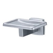 Surface Mounted Soap Dish without Drain Holes, 4 1/4 Inches Wide X 4 Inches Deep, Satin Finish Stainless Steel, with Vandal Resistant Escutcheon that is 2 Inches Wide X 2 Inches High