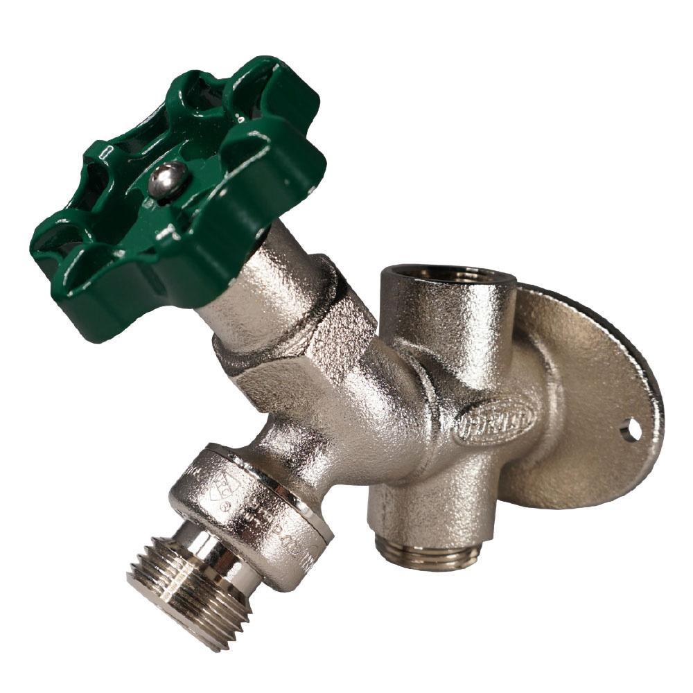 Exposed Pipe Angle Sill Faucet Integral Vacuum Breaker, Handle Operated, 3/4 Inch Inlet, Satin Nickel Plated