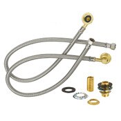 E-Z Install Flexible Water Line Kit with Mounting Hardware, (2) 3/8 Inch Stainless Steel Braided Flexible Supply Hoses Includes 1/2 Inch NPT Close Elbows w/ Swivel Compression fittings on faucet side & 3/8 Inch Compression fittings on water supply s
