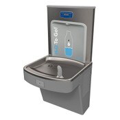 Wall-Mount Gray ADA Drinking Fountain and Deck-Mount Bottle Filling Station Combo with 1500 Gal EZ Door Filter, A17 Series