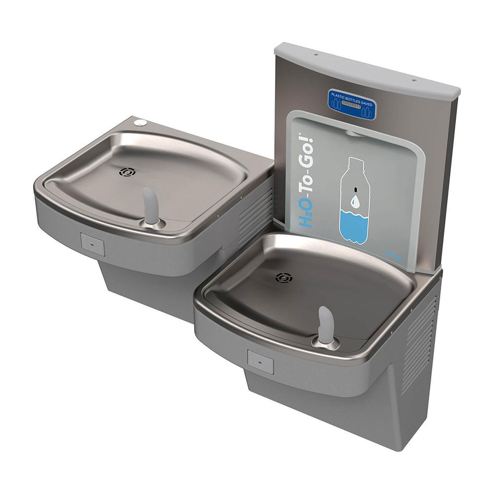Bi-Level Drinking Fountain / Bottle Filling Station Combo with 1500 Gal EZ Door Filter, ADA Compliant, Gray Finish - Consists of A172108F-UG, BF12-BCD, WF1EZ, Murdock
