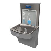 Wall-Mount Gray ADA Drinking Fountain and Deck-Mount Bottle Filling Station Combo No Filter, A17 Series