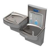 Wall-Mount Gray ADA Bi-Level Drinking Fountain and Deck-Mount Bottle Filling Station Combo No Filter, A17 Series