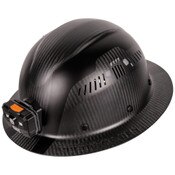 Carbon Fiber Full Brim Hard Hat with Headlamp, Titan
