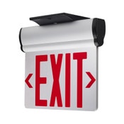 LED Exit Sign, Edge Lit, 3.14 Watts, 120/277V, Dual Face, Top/Back/End Mounted, Mounting Hardware and Accessories included, Red with Silver Finish