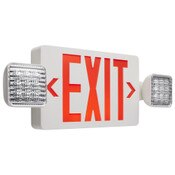 LED Exit Sign with Emergency Lights, 2.8 Watts, 120/277 Volts, 150 Lumens, Single/Dual Face, Dual Head, Universal Mounting, Includes Mounting Hardware and Accessories, Red with White Finish