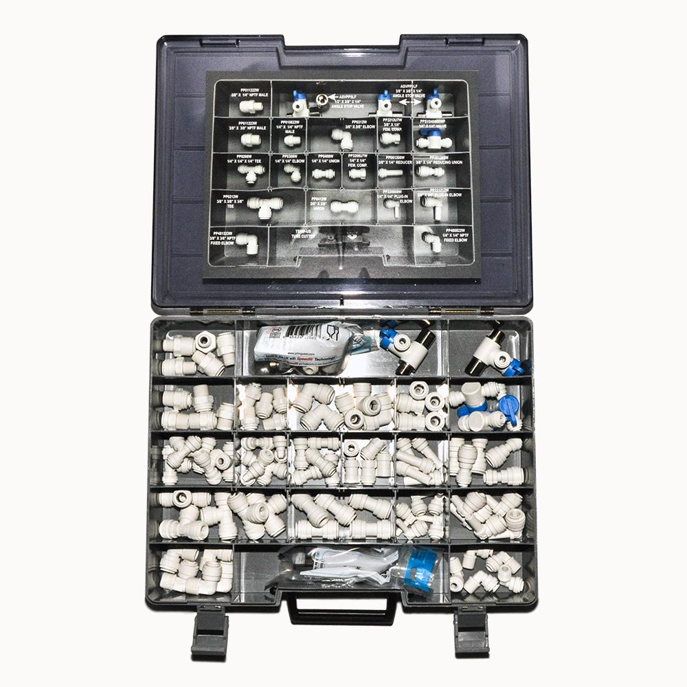 Service And Installation Kit, Push Fit, 92 Pieces in Plastic Carrying Case, Includes Tubing Cutter