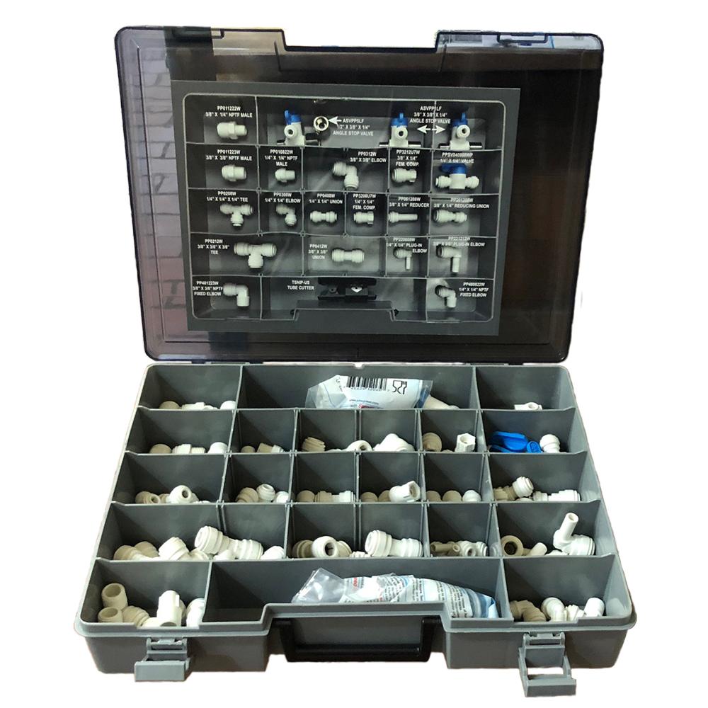 Service And Installation Kit, Push Fit, 92 Pieces in Plastic Carrying Case, Includes Tubing Cutter