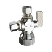 Straight Dual Outlet Supply Stop Valve, 1/2 FIP X 3/8 OD Comp X 3/8 OD Comp, Chrome Plated, Lead-Free Brass