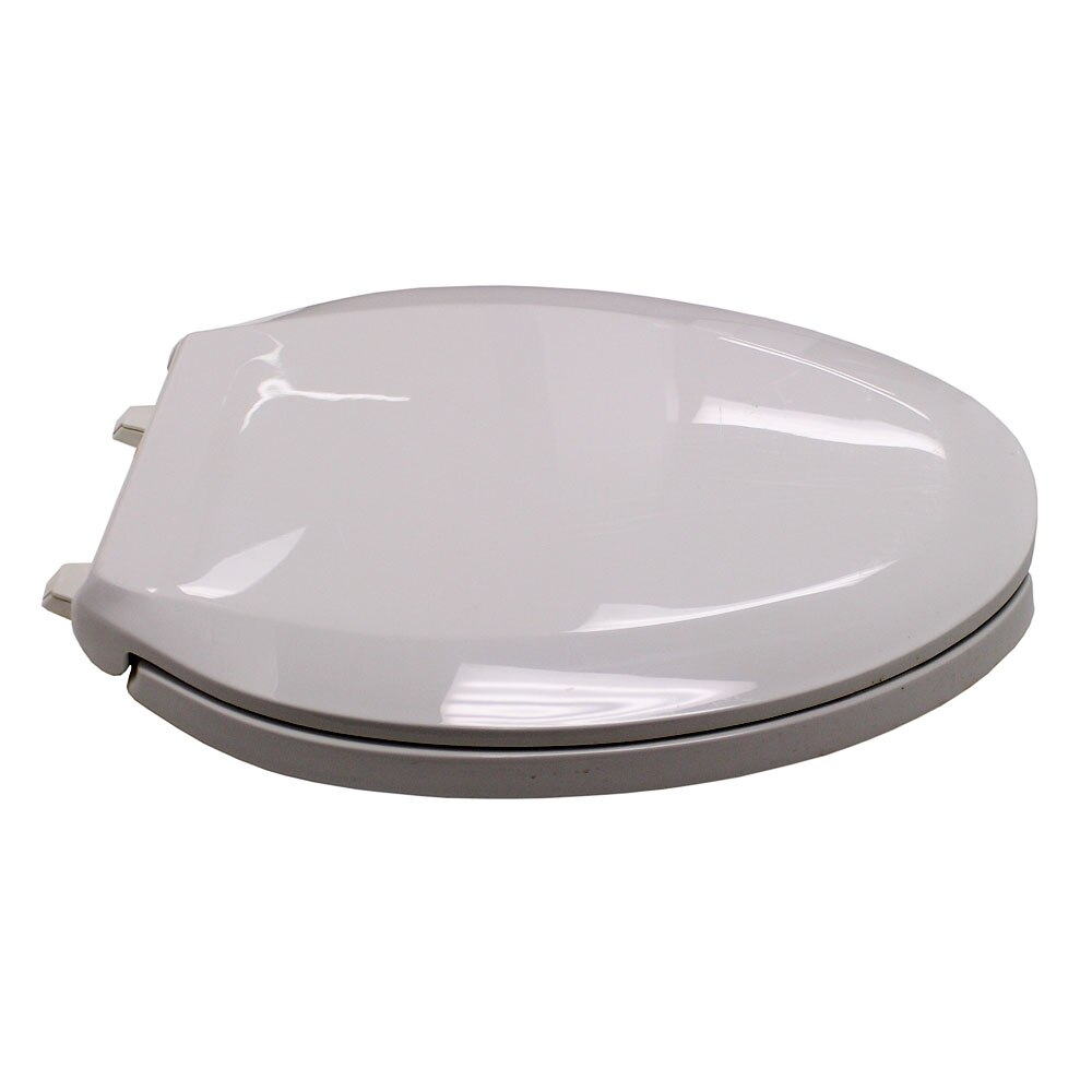 Toilet Seat, Elongated, Open Front with Cover, Self-Sustaining Steel Hinge, White, Plastic, DuraGuard Antimicrobial Agent. Bemis