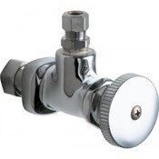 Angle Stop, Polished Chrome, 3/8" O.D. Female Compression Outlet, 5/8" O.D. Compression Inlet, Angl