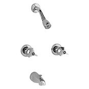 Two-Handle Service Fitting With Shower Head And Diverter Tub Spout, Two-Handle, 2-1/2" Three-Wing C