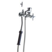 Bed Pan Cleaner With Loose Key Shutoff, 3" Cross Handle (633-Coldjkcp), Rubber-Bound 25-Degree Male