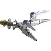 Wall-Mounted Dual Valve With Y-Pattern Wall Flange, Laboratory Nozzle With 10 Serrations For Labora
