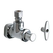 Angle Stop, Polished Chrome, 1/2" O.D. Female Compression Outlet, 1/2" Npt Female Thread Inlet, 2-1