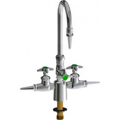 Deck-Mounted Single-Supply Laboratory Faucet With Three Control Valves, 2-1/2" Cross Handle With Bu
