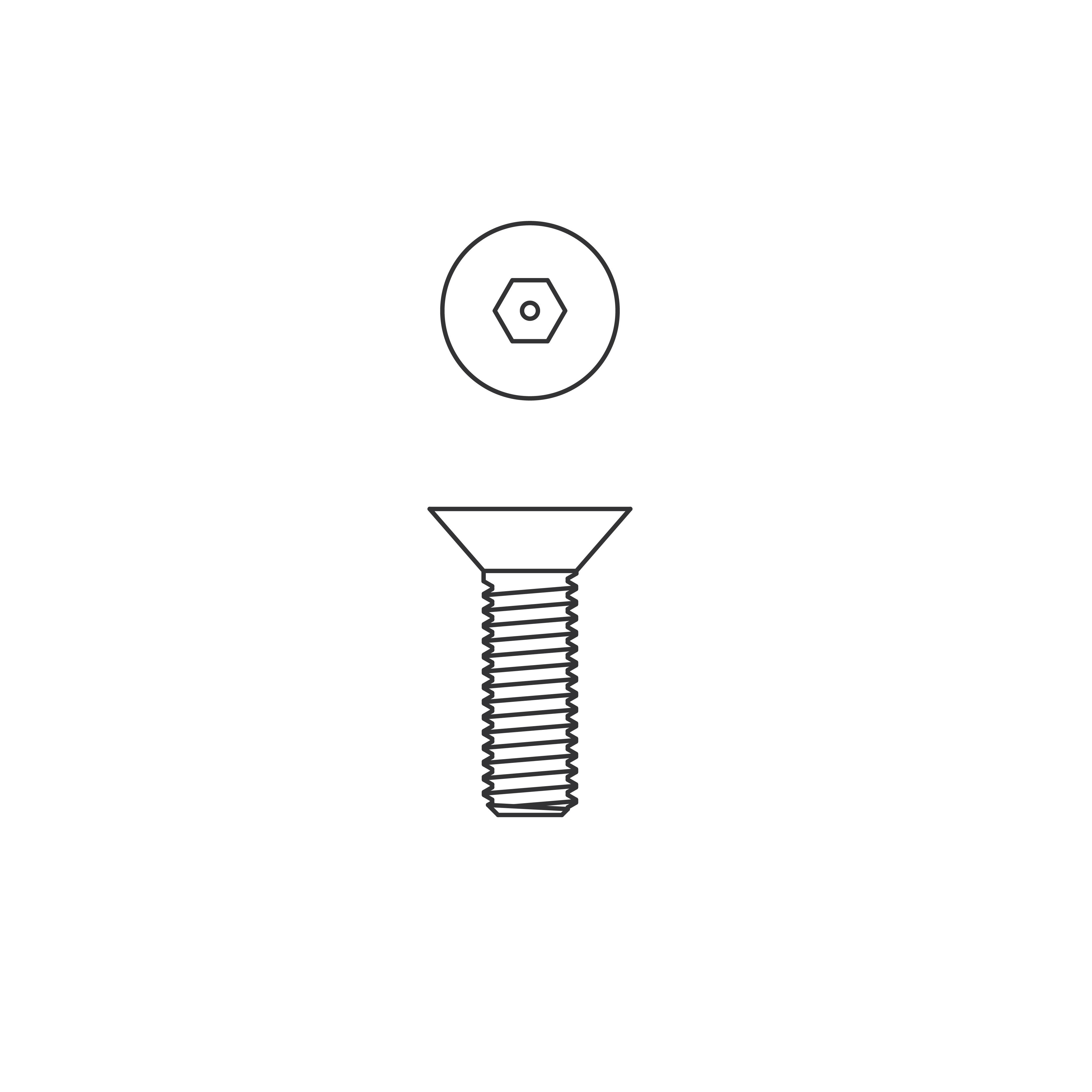 #10-32 X 2" FLAT HEAD ALLEN W/CTR REJECT S.STL SCREW 10 PK A