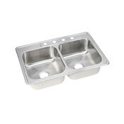 20 Gauge Stainless Steel 33 Inch x 22 Inch x 8.0625 Inch Double Bowl Top Mount Kitchen Sink