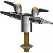 Deck-Mounted Laboratory Turret With Two Valves At 180°, Polished Chrome, Turret With Two Valves At