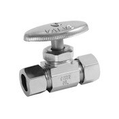 Straight Multi Turn Stop Valve, 3/8 In OD x 3/8 In OD, No Lead Chrome Plated Brass