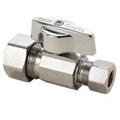 Straight Stop Ball Valve, 5/8 In OD Compression (1/2 In Nom) x 3/8 In OD Compression (1/4 In Nom), Chrome, McGuire
