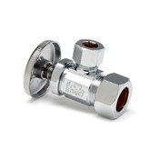 Angle Supply Stop Valve, 1/2 In Compression x 3/8 In OD, Wheel Handle