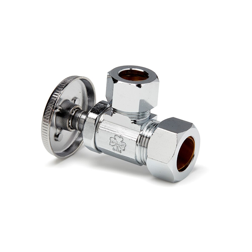 Angle Supply Stop Valve, 1/2 In Compression x 1/2 In OD, Wheel Handle, McGuire