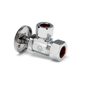 Angle Supply Stop Valve, 1/2 In Compression x 1/2 In OD, Wheel Handle