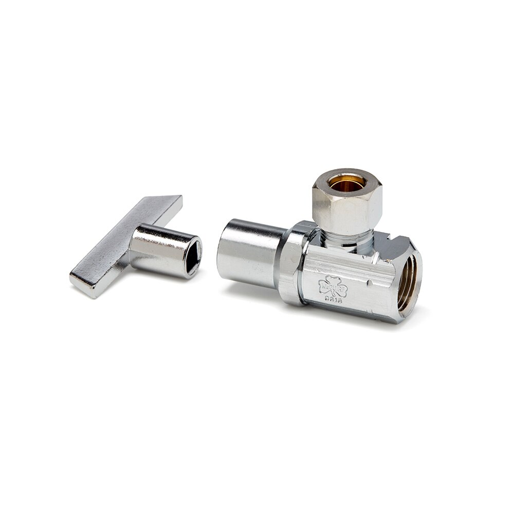Angle Supply Stop Valve, 1/2 In Compression x 1/2 In OD, Loose Key, McGuire