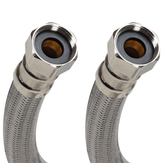 Braided Stainless Steel Water Heater Connector 3/4 FIP X 3/4 FIP X 18 Inch