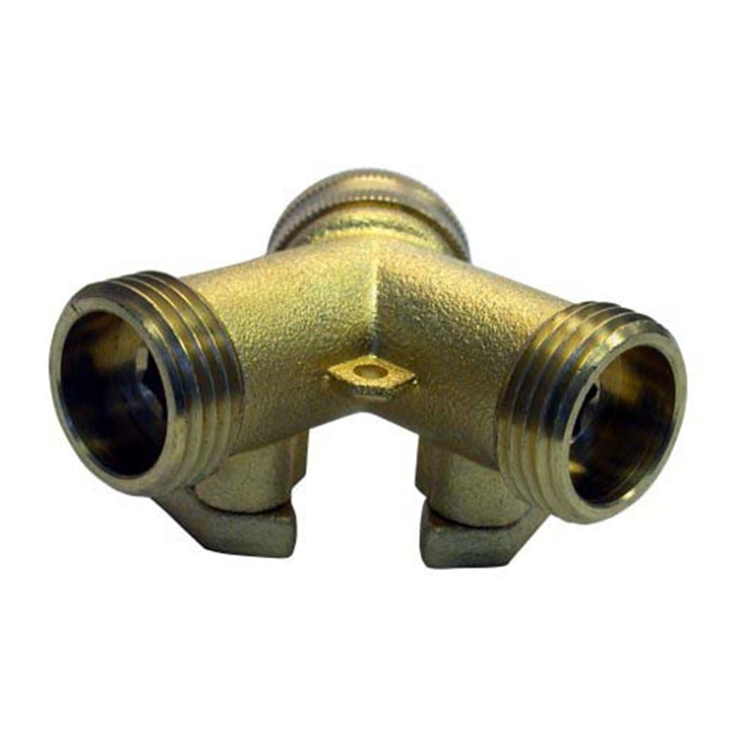 Brass Hose Wye 3/4 Inch Male x 3/4 Inch Female with Shut Off