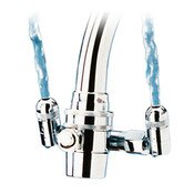 Kleen Eyes II Emergency Eyewash Station, with Adjustable Fountain Tips, Automatic Diverter Valve, and Connection Ring