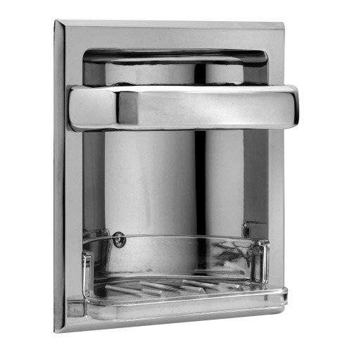 Soap Dish With Grab Bar Chrome 6 1/8 X 6 1/8 Recessed