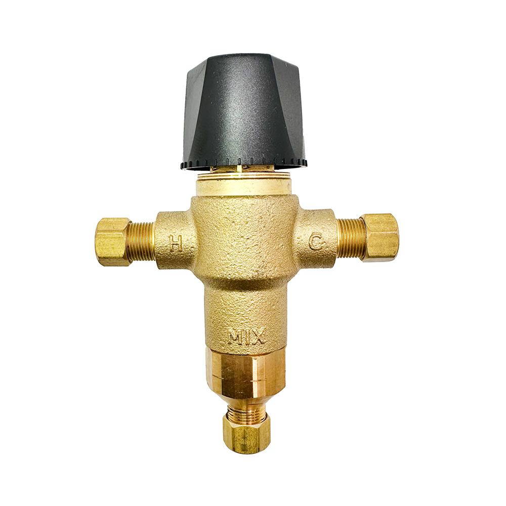 Thermostatic Mechanical Mixing Valve With Checks , 3/8 Inch Compression, T&S Brass